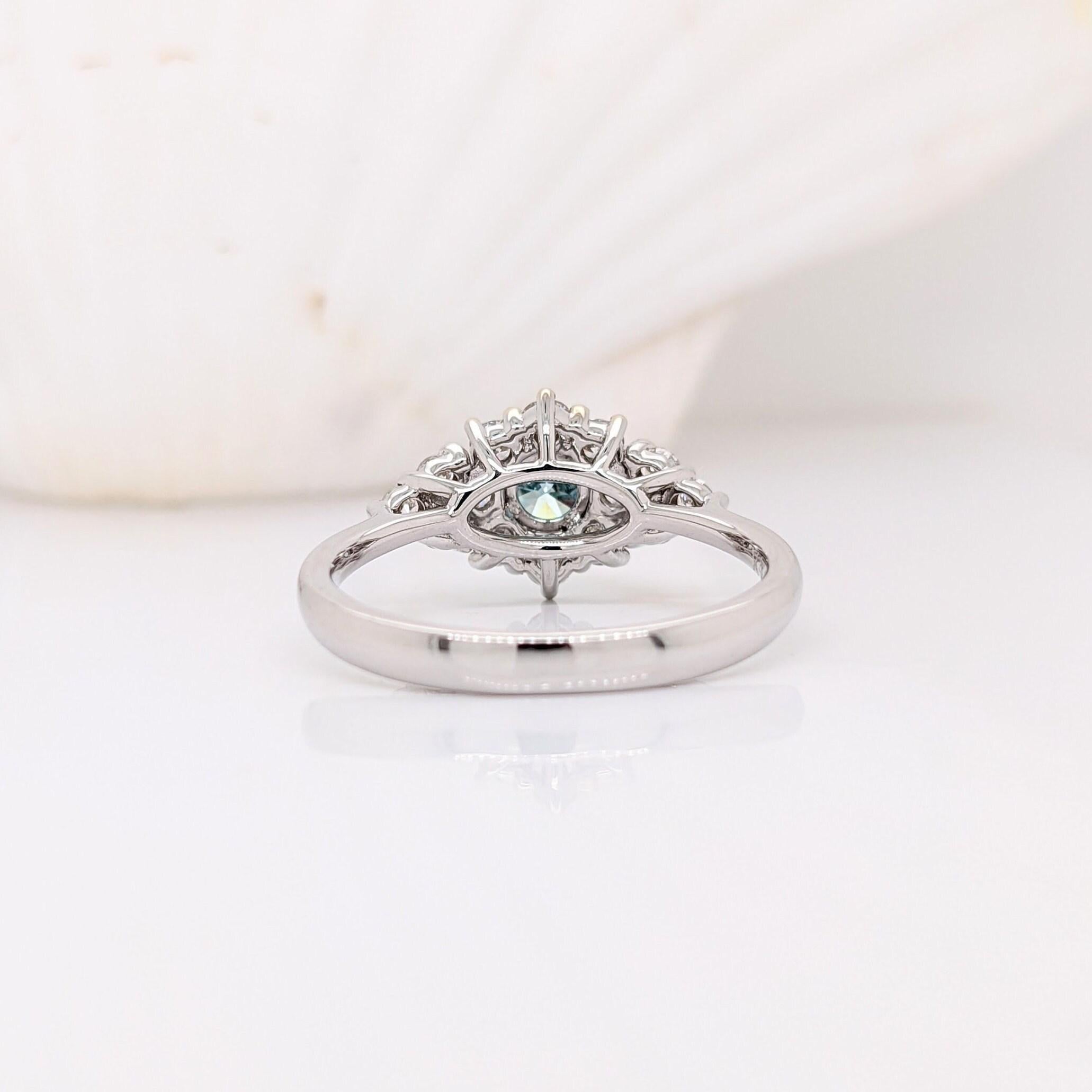 Women's Classic Blue Diamond Ring w Earth Mined Diamonds in Solid 14k Gold Round 4mm For Sale