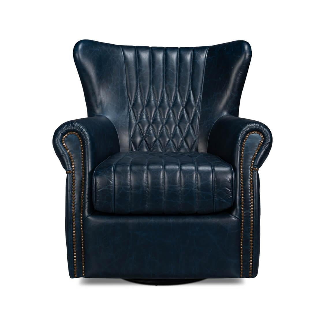 A masterpiece that encapsulates timeless charm and contemporary comfort. Crafted with high-quality Chateau Blue leather, it boasts iconic diamond quilting and channels that bring an air of aristocratic elegance to any room.

With a high winged