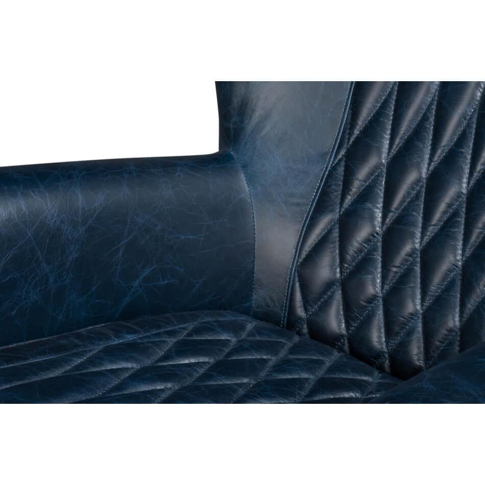 Classic Blue Leather Drehstuhl im Angebot 2