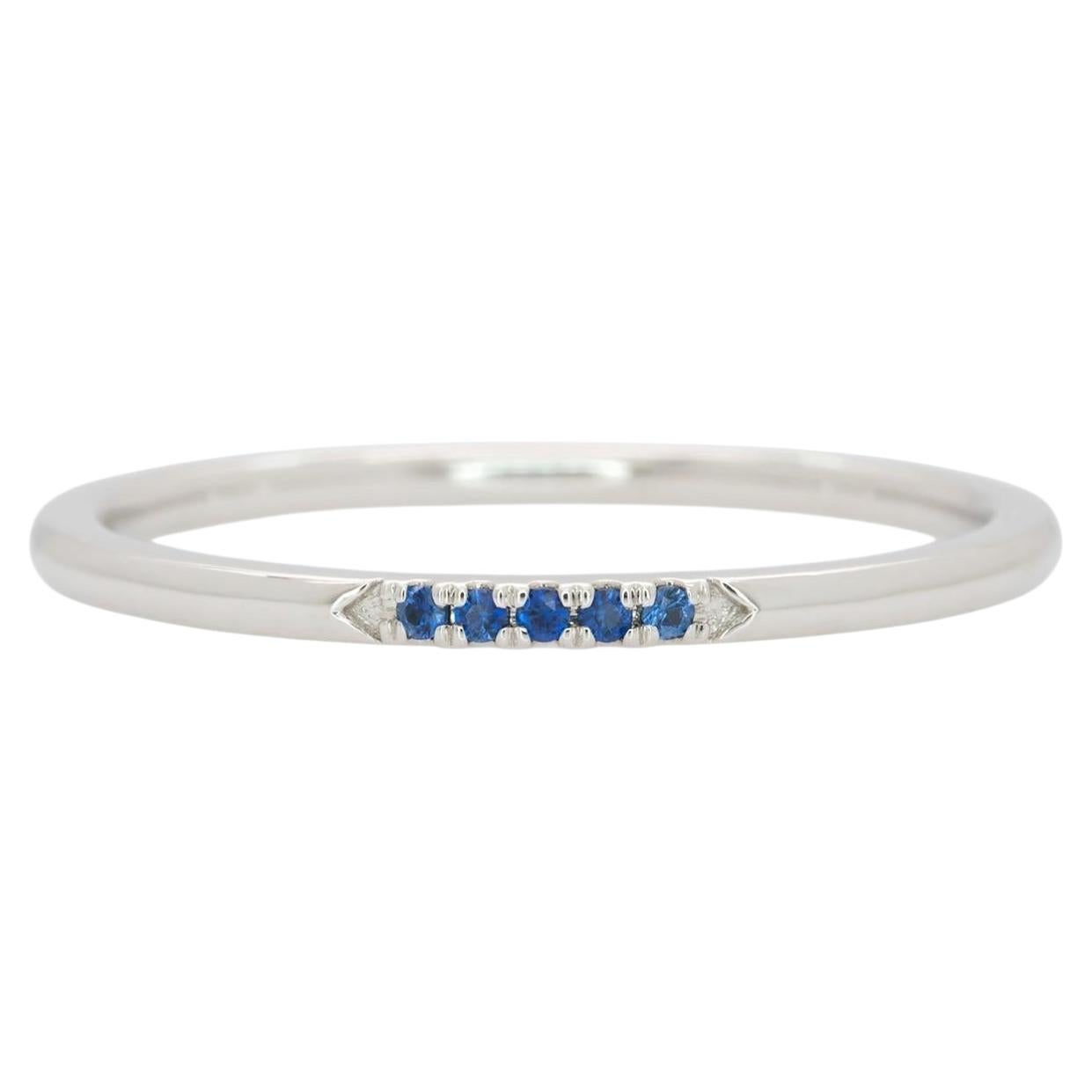 Classic Blue Sapphire Band Ring Crafted in Solid 14K Gold, Fine Jewelry