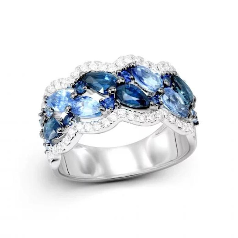 Classic Blauer Saphir Diamant 18K Gold Ring für Sie im Zustand „Neu“ im Angebot in Genève, GE