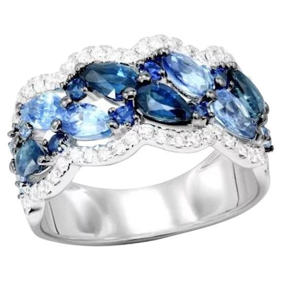 Classic Blue Sapphire Diamond 18K Gold Ring for Her
