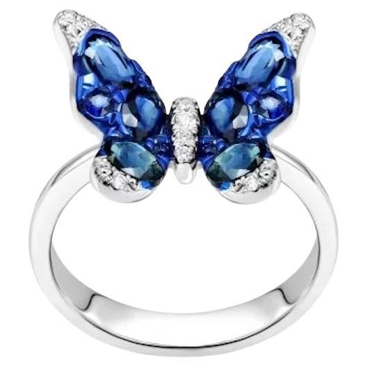 Classic Blue Sapphire  Diamond 18K White Gold Ring for Her