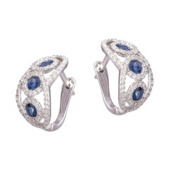 Classic Blue Sapphire Diamond White Gold Ohrringe