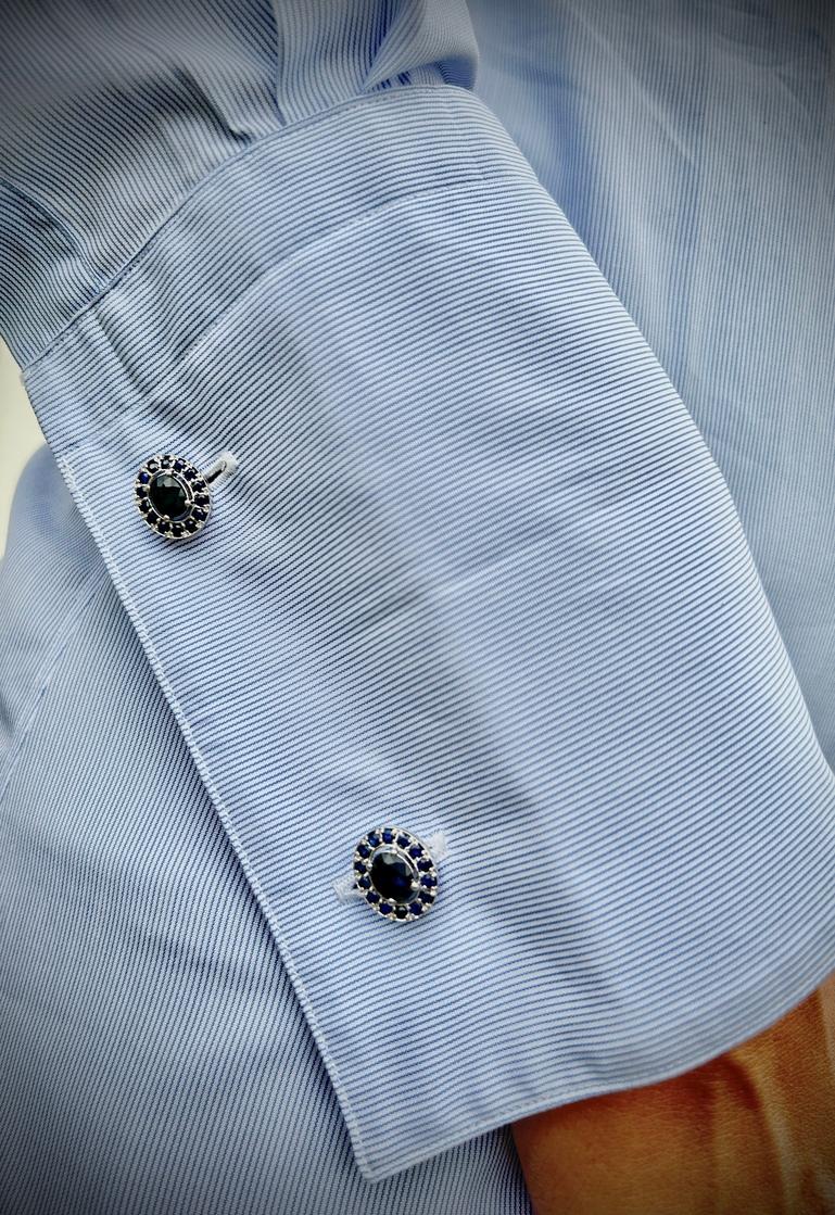 Introducing Classic Blue Sapphire Men Cufflinks Made in Sterling Silver which is a fusion of surrealism and pop-art, designed to make a bold statement. Crafted with love and attention to detail, this features 3.12 carats of blue sapphire studded