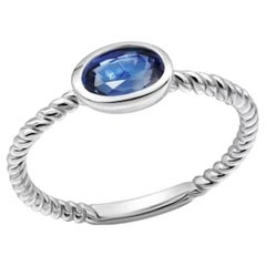 Classic Blue Sapphire White 14K Gold Earrings for Her