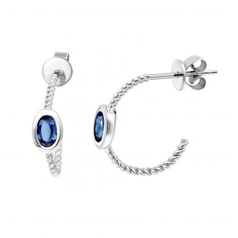 Classic Blue Sapphire White 14K Gold Ring for Her In New Condition For Sale In Genève, GE
