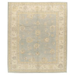 Tappeto Oushak stile classico blu annodato a mano 9' x 11'
