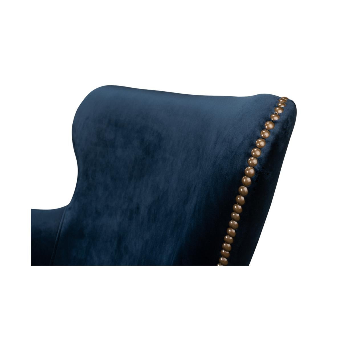 Classic Blue Velvet Armchair For Sale 1