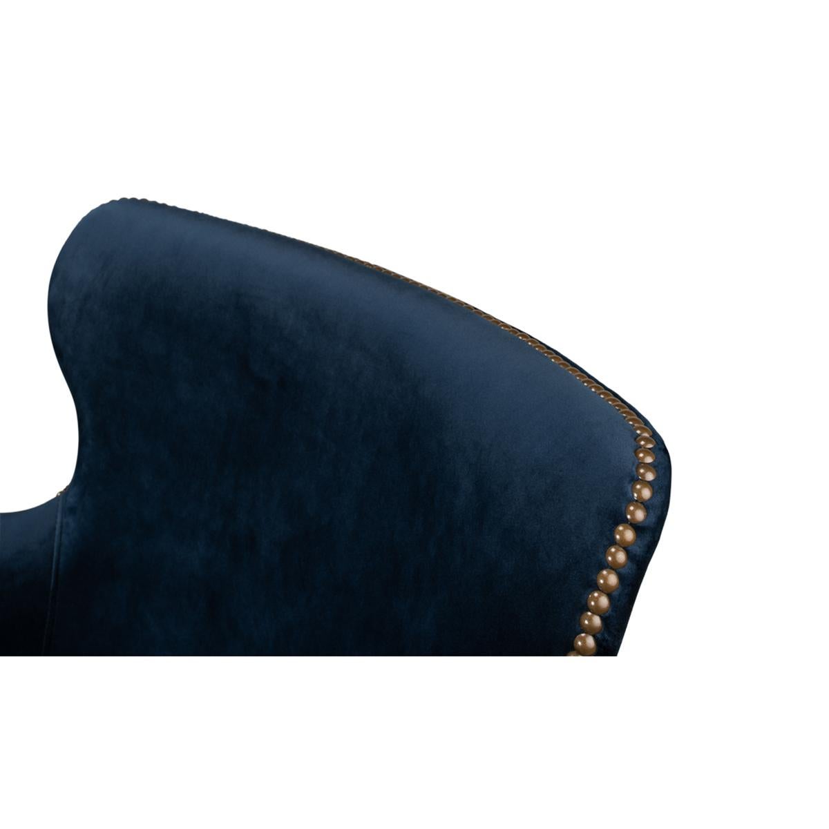 Classic Blue Velvet Armchair For Sale 2