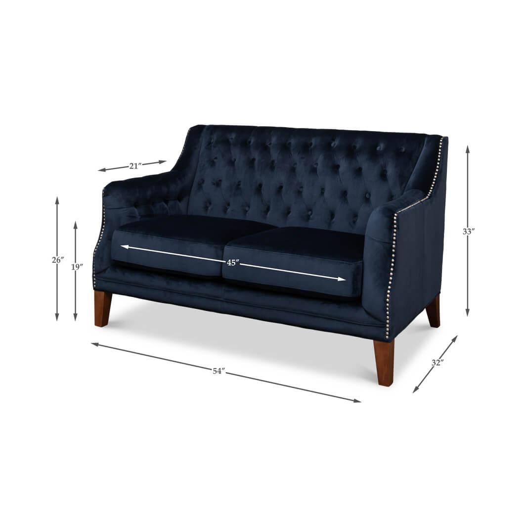 Classic Blue Velvet Loveseat im Angebot 2