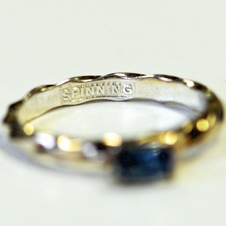 Classic Bluestone Vintage Silvering from Spinning Jewelry, 1970s For