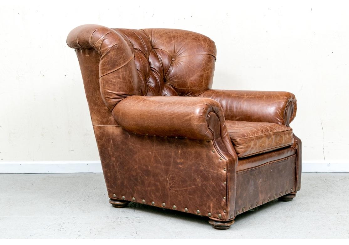 Classic Bomber Jacket Leather Club Chair For Sale 7