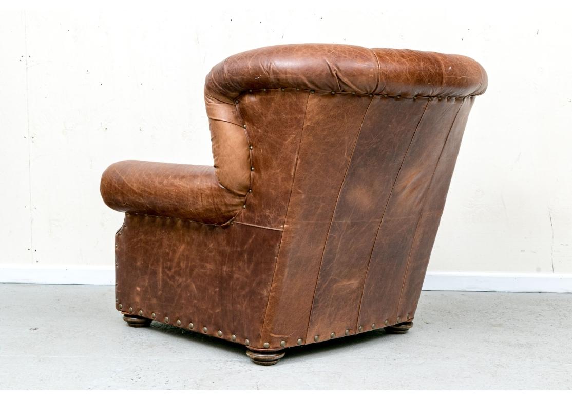 Classic Bomber Jacket Leather Club Chair For Sale 8
