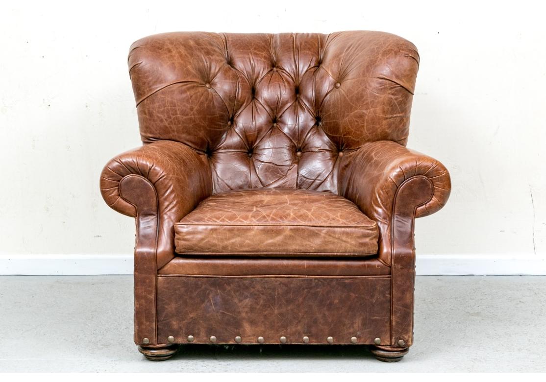 Classic Bomber Jacket Leather Club Chair For Sale 11
