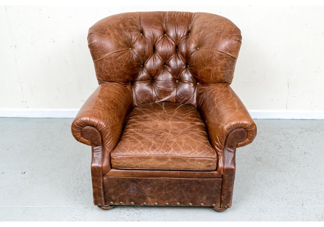 Classic Bomber Jacket Leather Club Chair For Sale 3