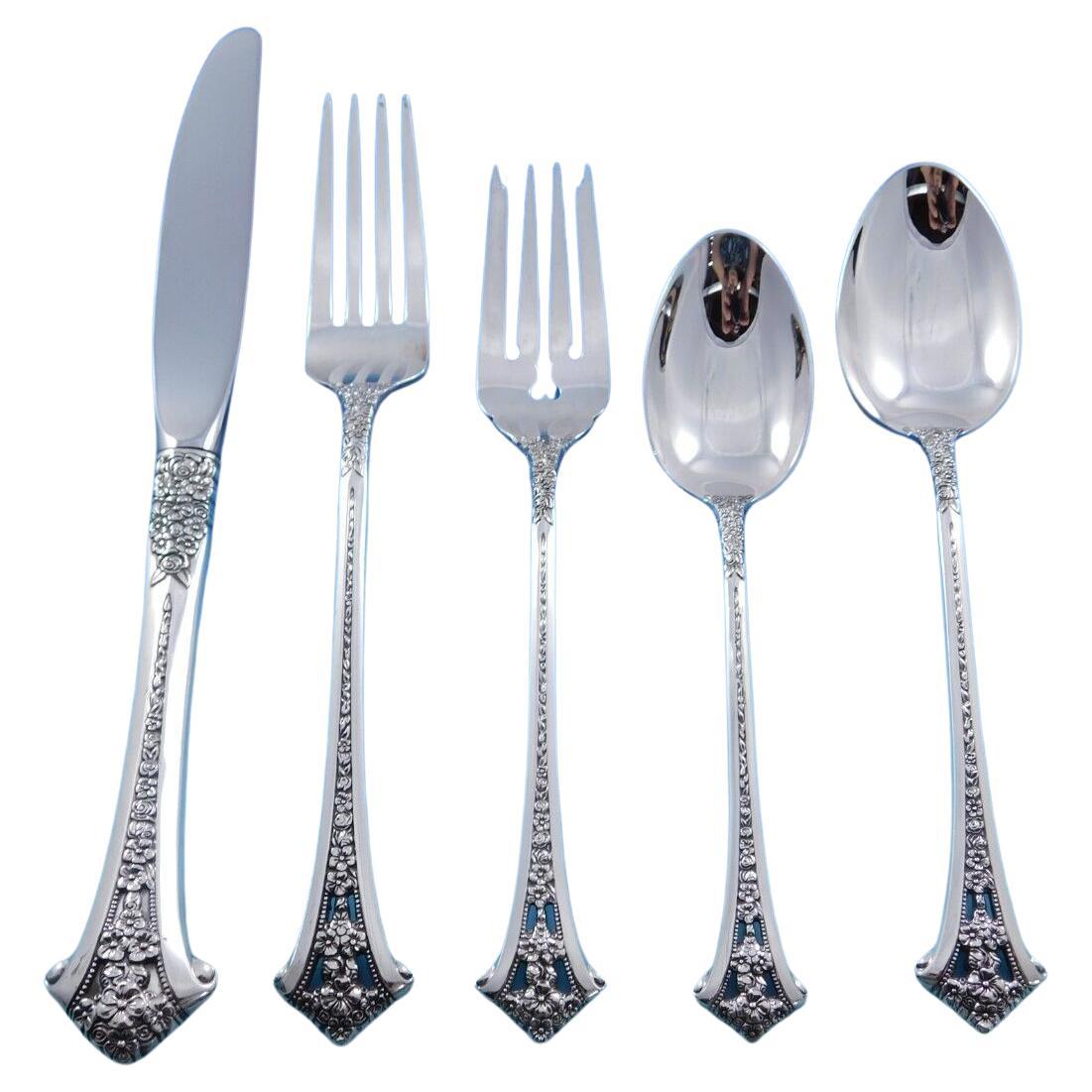 Classic Bouquet by Gorham Sterling Silver Flatware Set for 12 Service 65 pieces For Sale