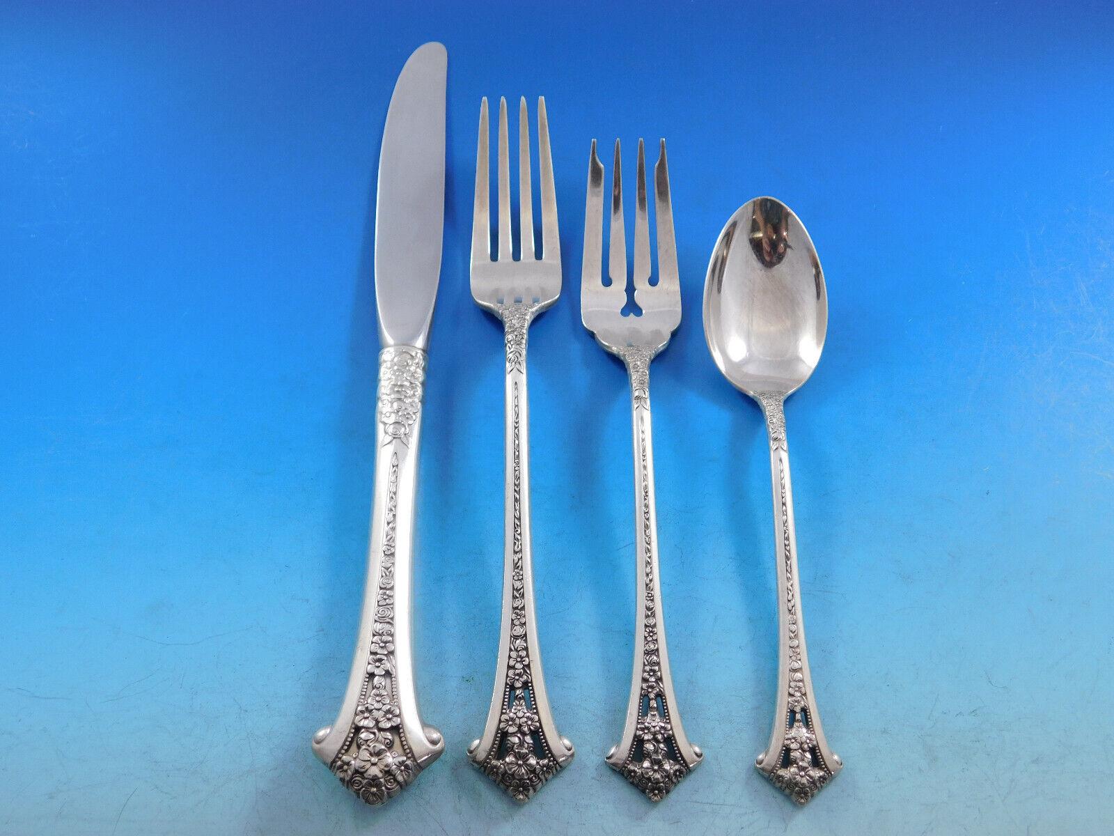 Ensemble de couverts classiques en argent sterling Bouquet de Gorham pour 8 personnes 56 pièces Excellent état - En vente à Big Bend, WI