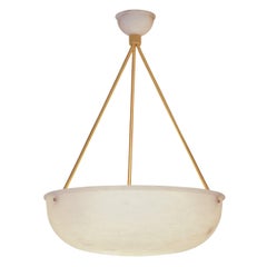 Classic Bowl Shaped Alabaster Pendant, Sweden, 1925