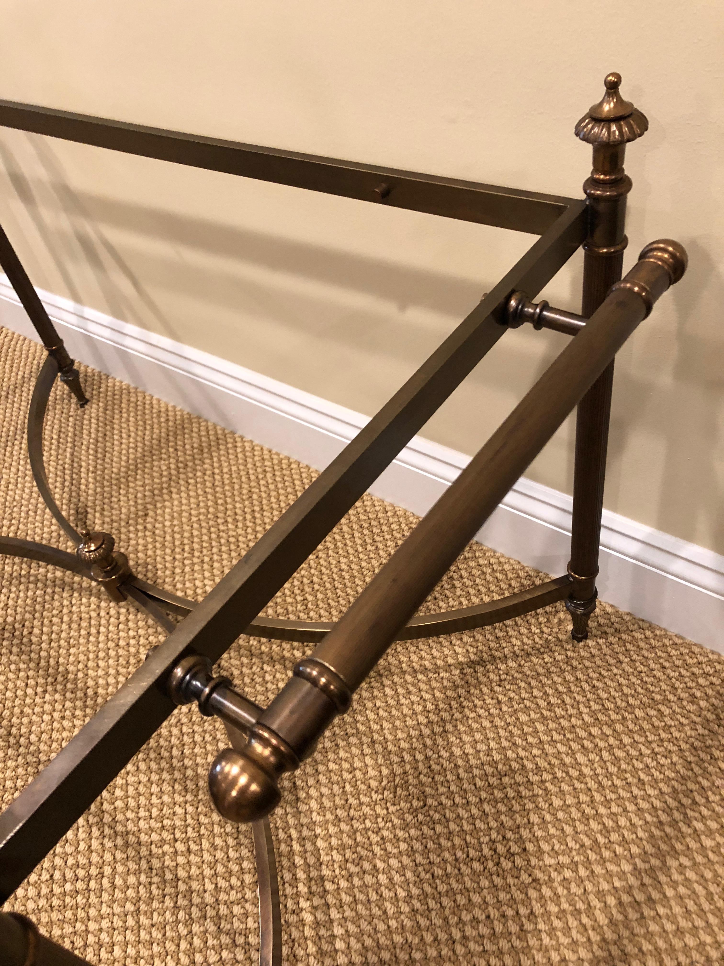 Classic Bronze Finish and Glass Coffee Table by LaBarge In Excellent Condition In Hopewell, NJ