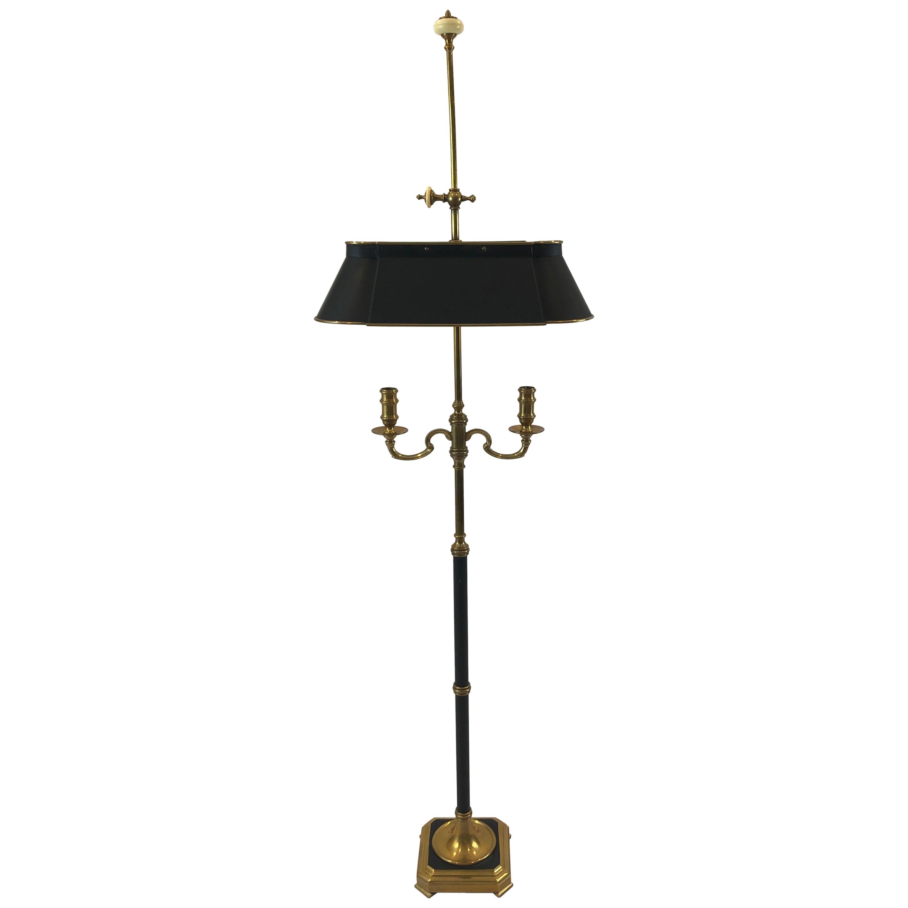 Classic Brass Chapman Floor Lamp with Black Metal Shade