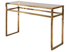 Classic Brass Console with Smoke Glass Top
