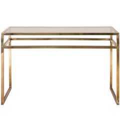 Classic Brass Console with Smoke Glass Top