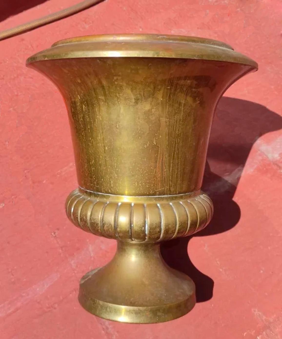 Classical Roman Classic Brass Cup Planter Vase or Jardiniere Early 20th Century For Sale