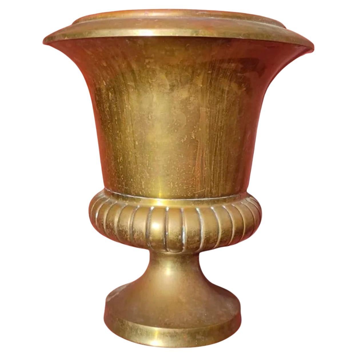 Classic Brass Cup Planter Vase or Jardiniere Early 20th Century