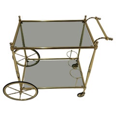 Classic Brass 
Smoky Glass Hollywood Regency Bar Cart
