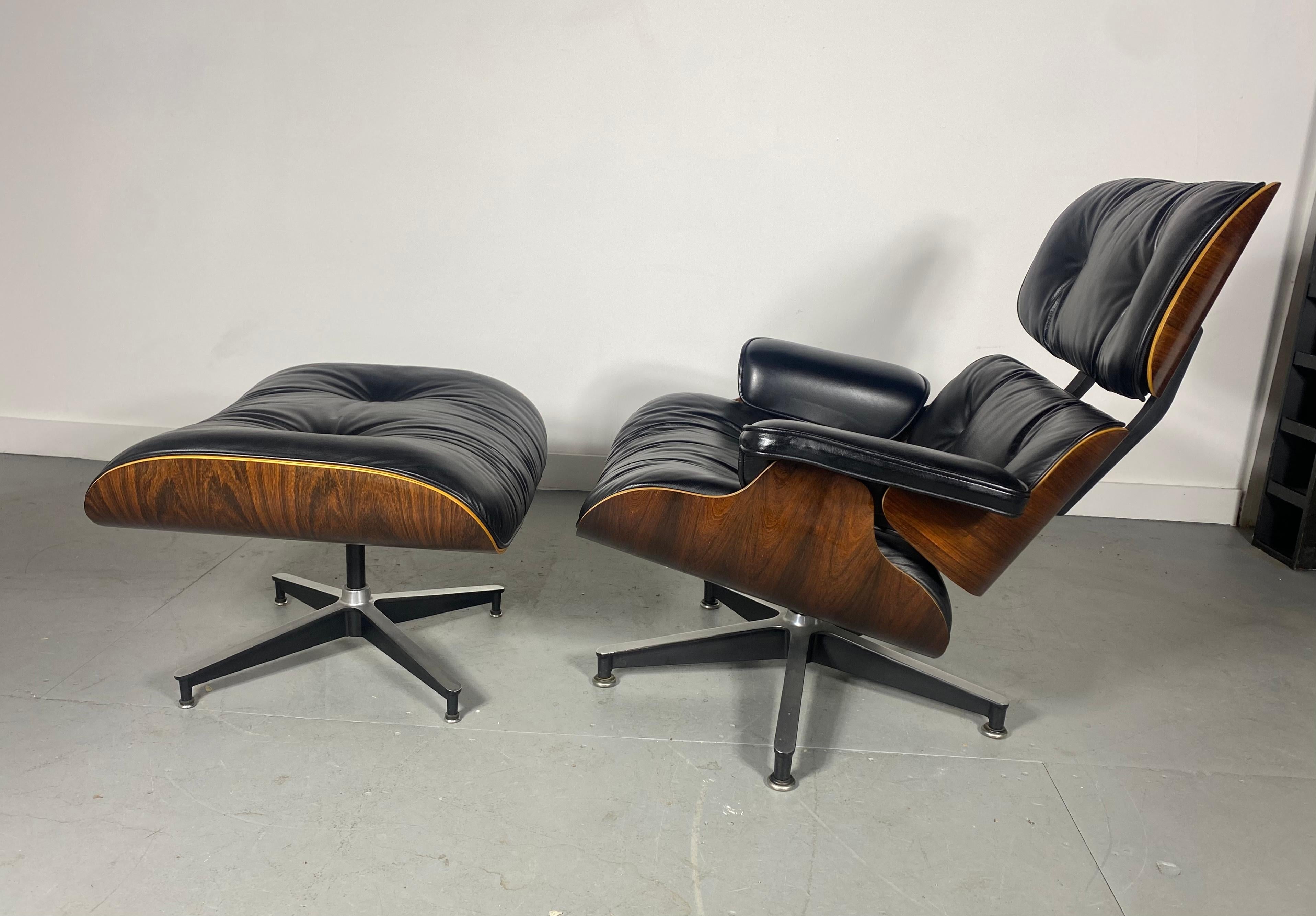 CLassic Brazilian Rosewood and Leather Eames Lounge Chair & Ott Herman Miller 1