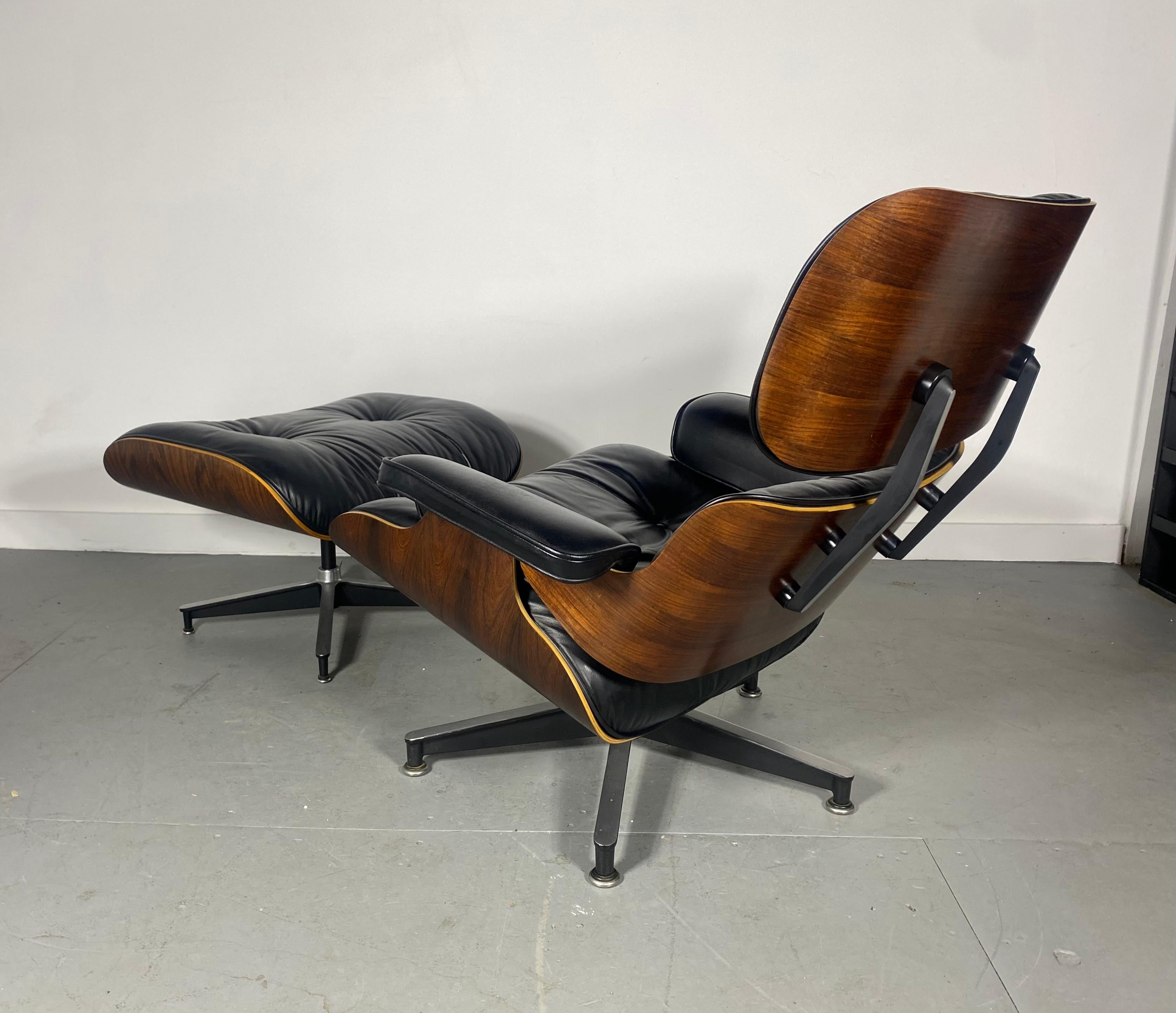 CLassic Brazilian Rosewood and Leather Eames Lounge Chair & Ott Herman Miller 3