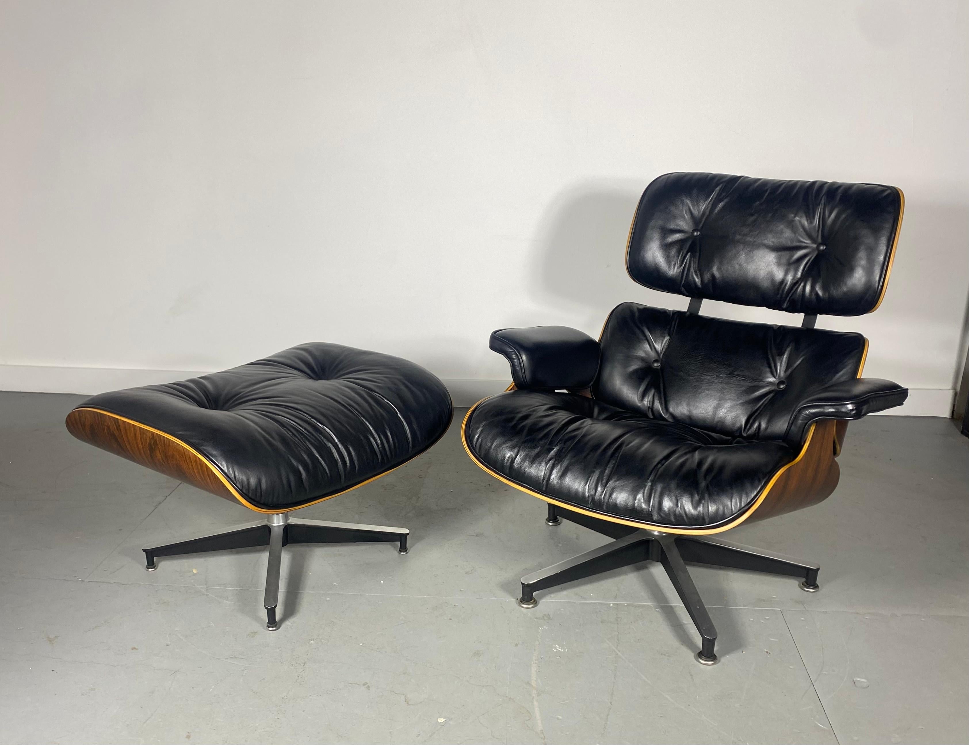 CLassic Brazilian Rosewood and Leather Eames Lounge Chair & Ott Herman Miller 4
