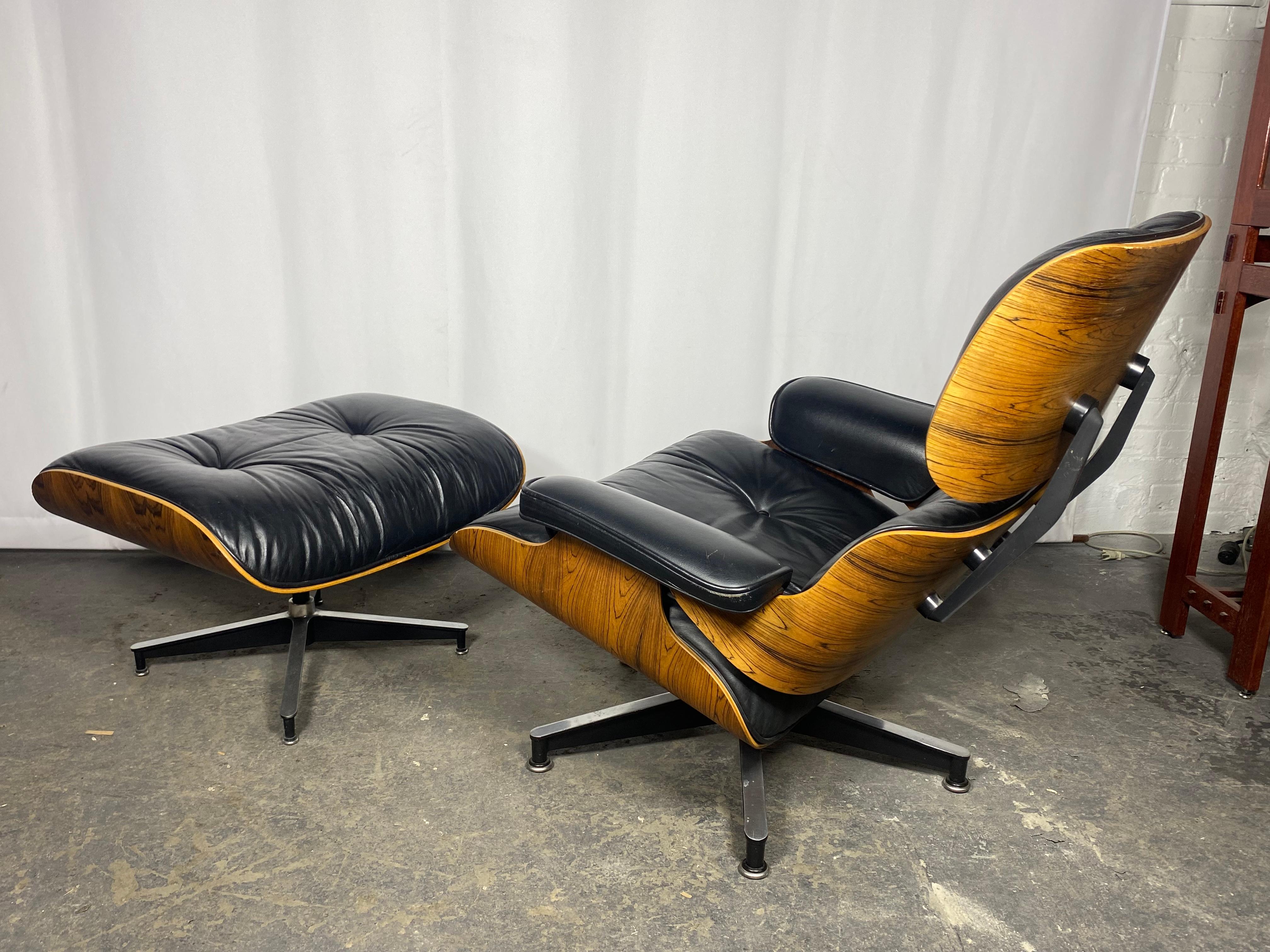 American CLassic Brazilian Rosewood and Leather Eames Lounge Chair & Ott Herman Miller For Sale