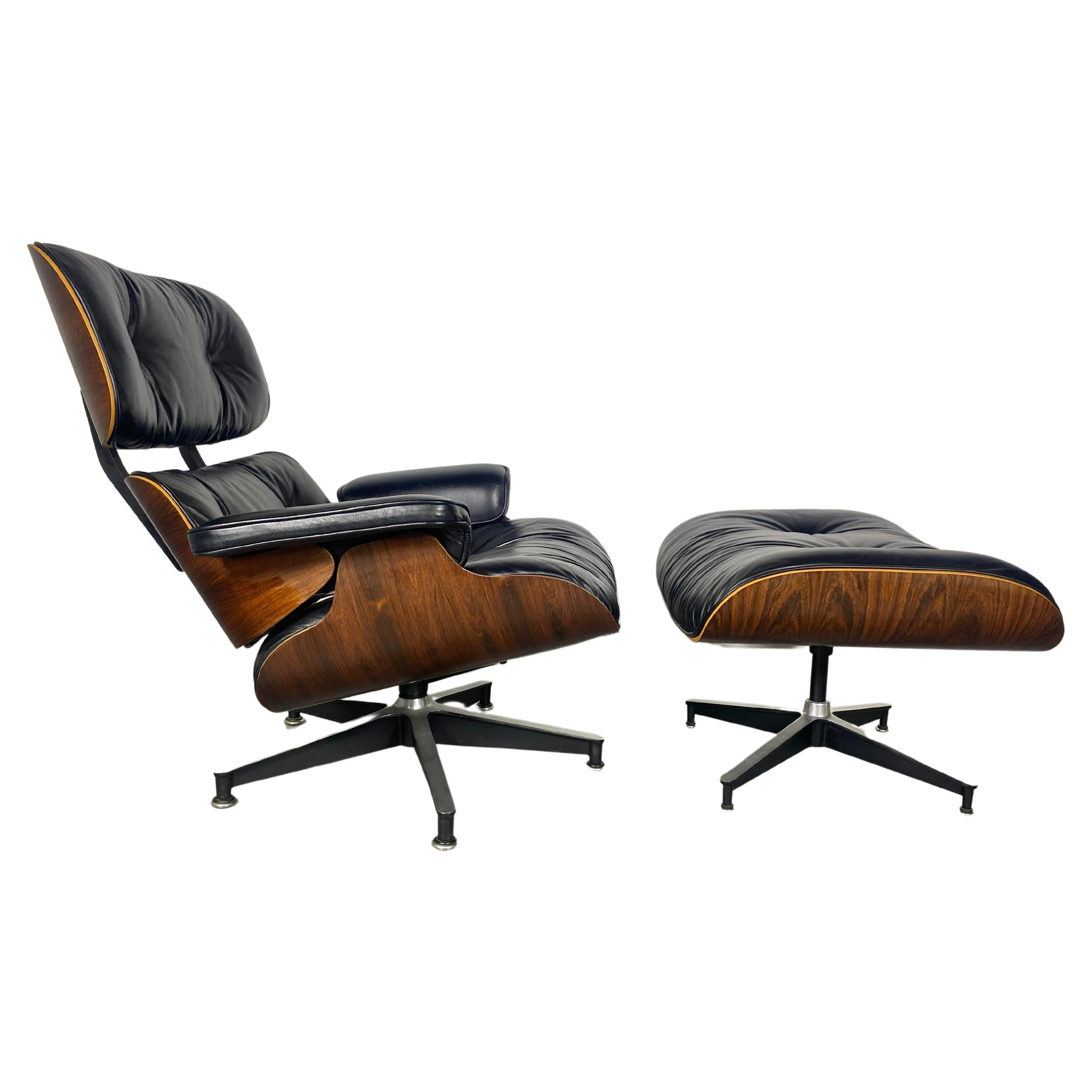 CLassic Brazilian Rosewood and Leather Eames Lounge Chair & Ott Herman Miller