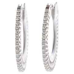 Créoles classiques en or blanc 18 carats avec diamants brillants de 0,9 carat, fabriquées à la main