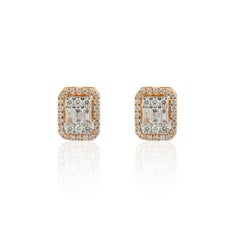 Classic Brilliant Diamonds Stud Earrings Handcrafted in 18k Solid Rose Gold