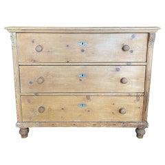 Classic British Scrubbed Pine Chest of Drawers Commode