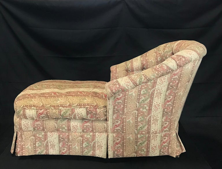 Classic British Tufted Back Paisley Upholstered Chaise Longue at 1stDibs