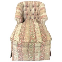 Classic British Tufted Back Paisley Upholstered Chaise Longue