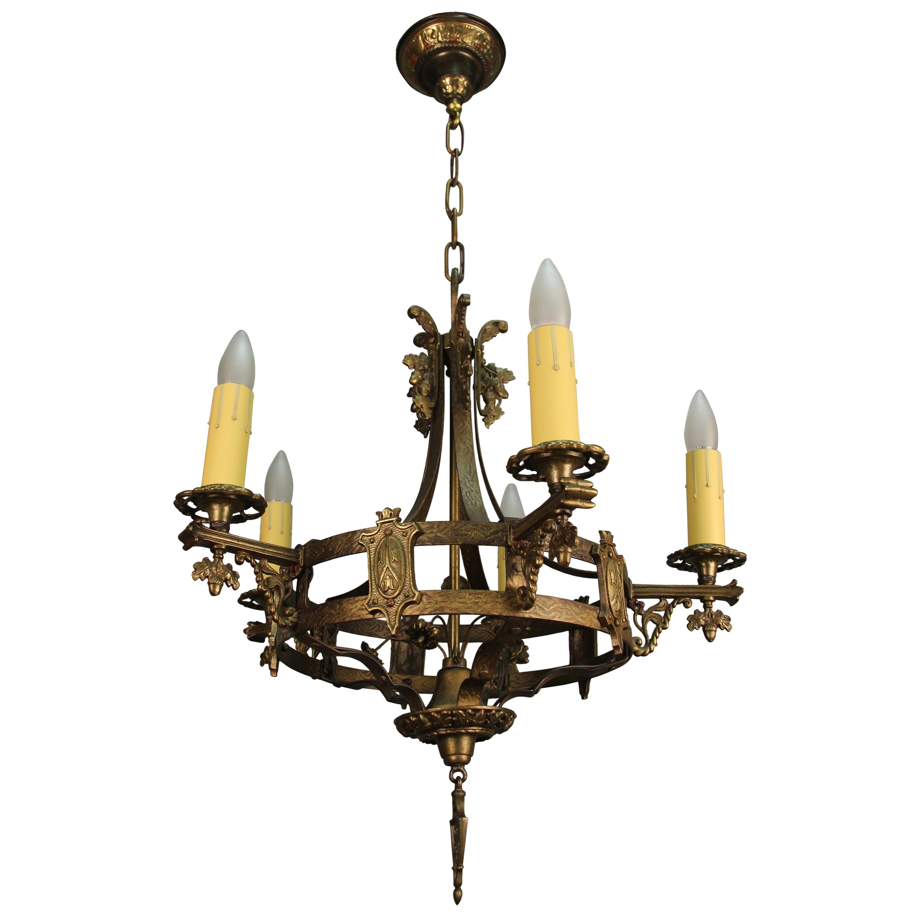 Classic Bronze 1920s Chandelier For Sale at 1stDibs