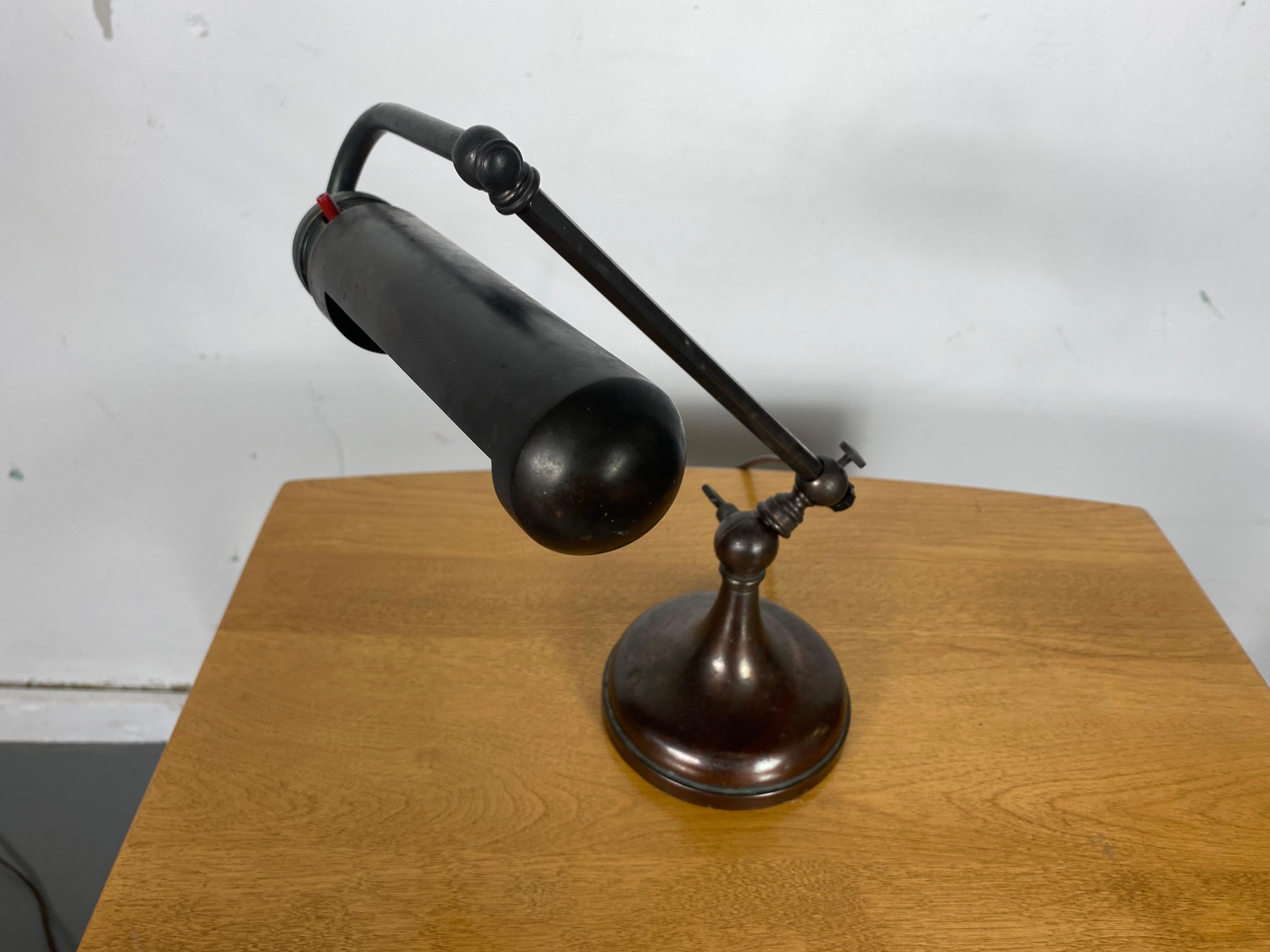 Early 20th Century Classic Bronze Antique Piano Lamp, Fully Adjustable