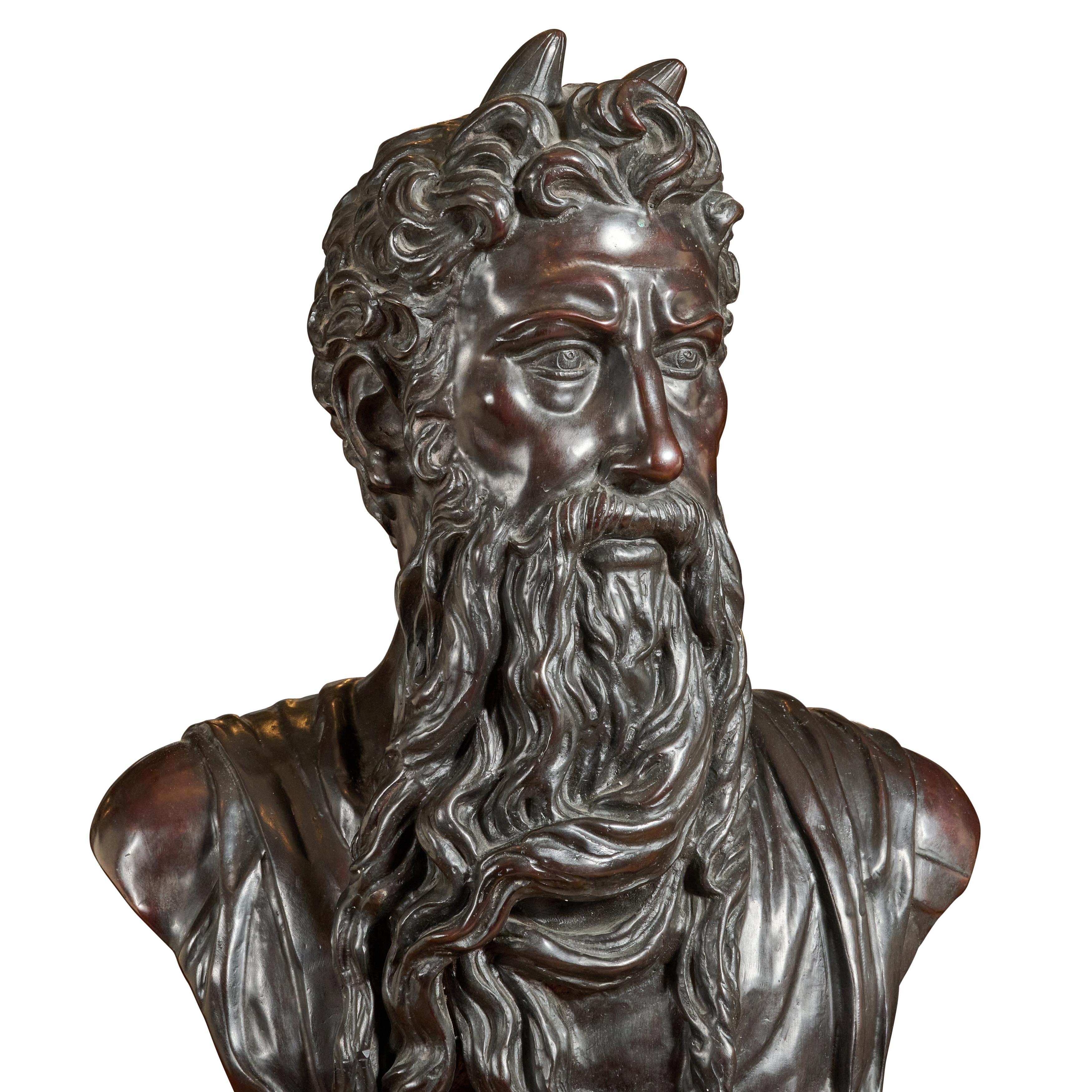 The best bronze bust of Moses. Modeled after Michelangelo's Moses. In credible patina.

