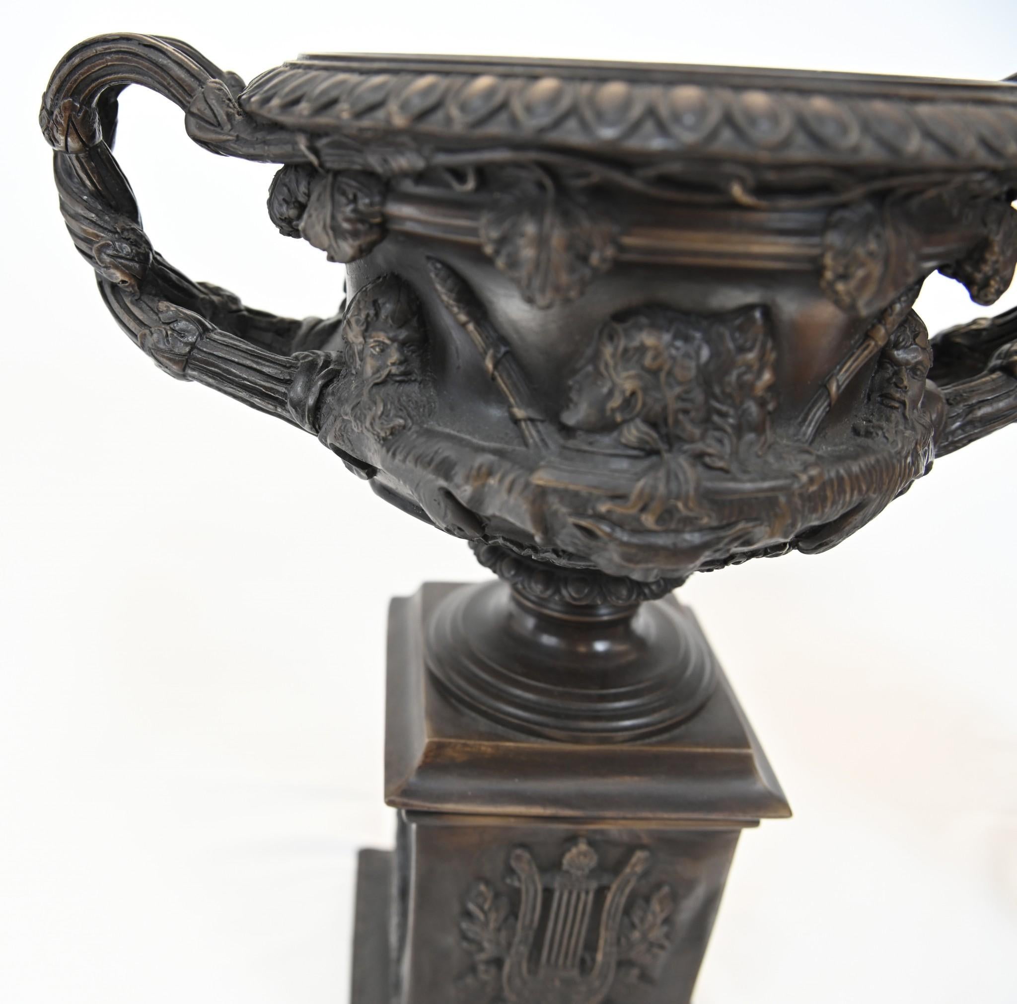 Late 20th Century Classic Bronze Italian Urns Warwick Vase Campana Grand Tour
