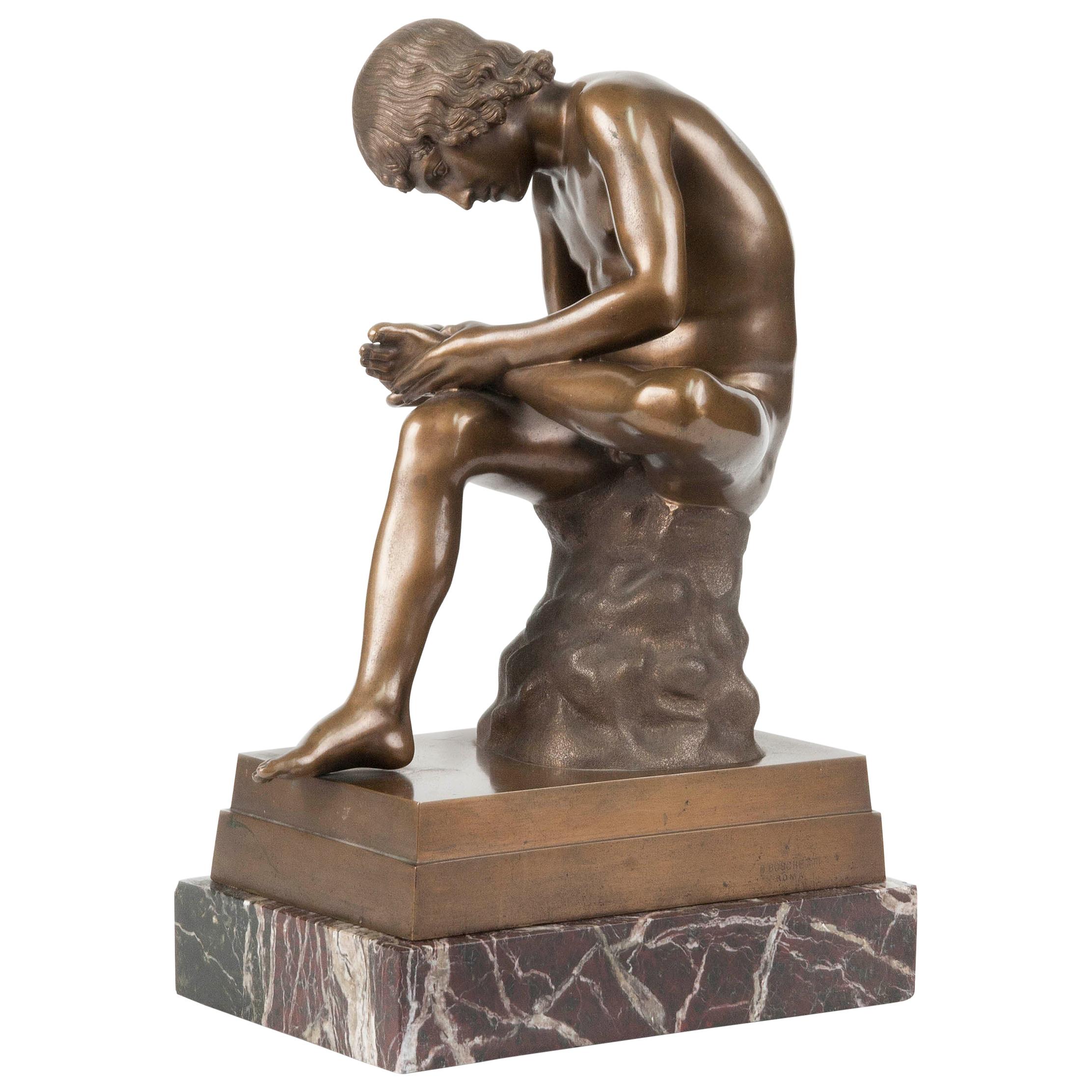 Classic Bronze Statue Spinario Casted by B. Boschetti Roma