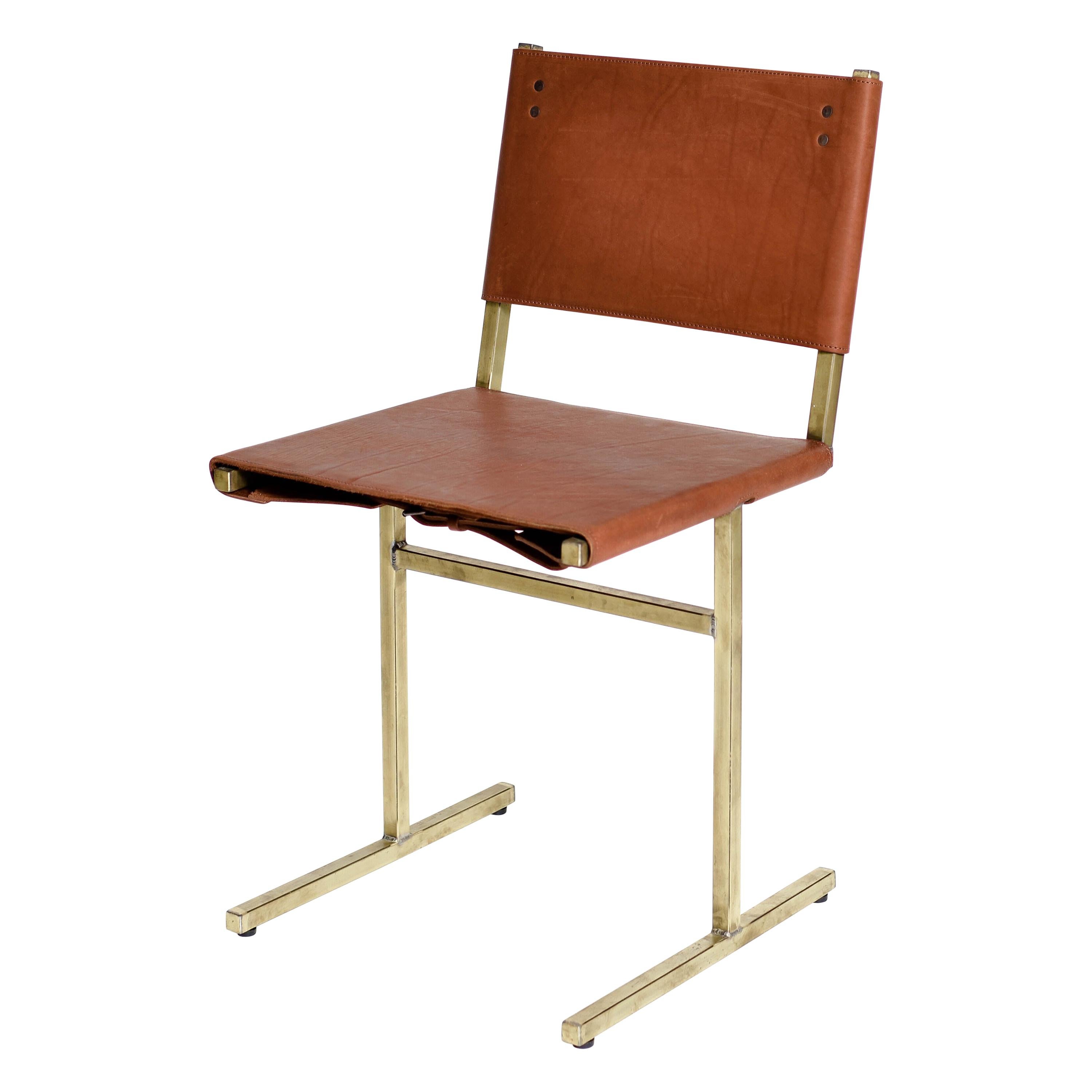 Classic Brown and Brass Memento Chair, Jesse Sanderson