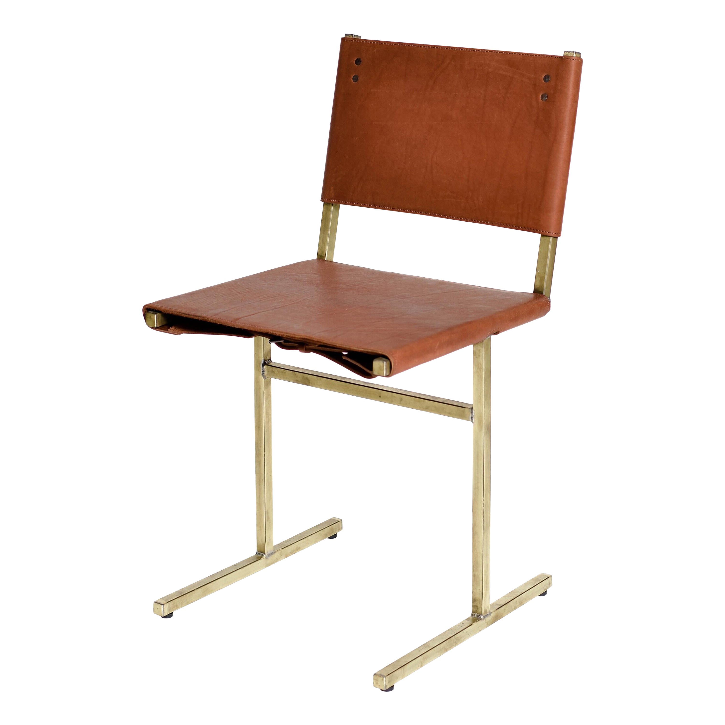 Classic Brown and Brass Memento Chair, Jesse Sanderson For Sale