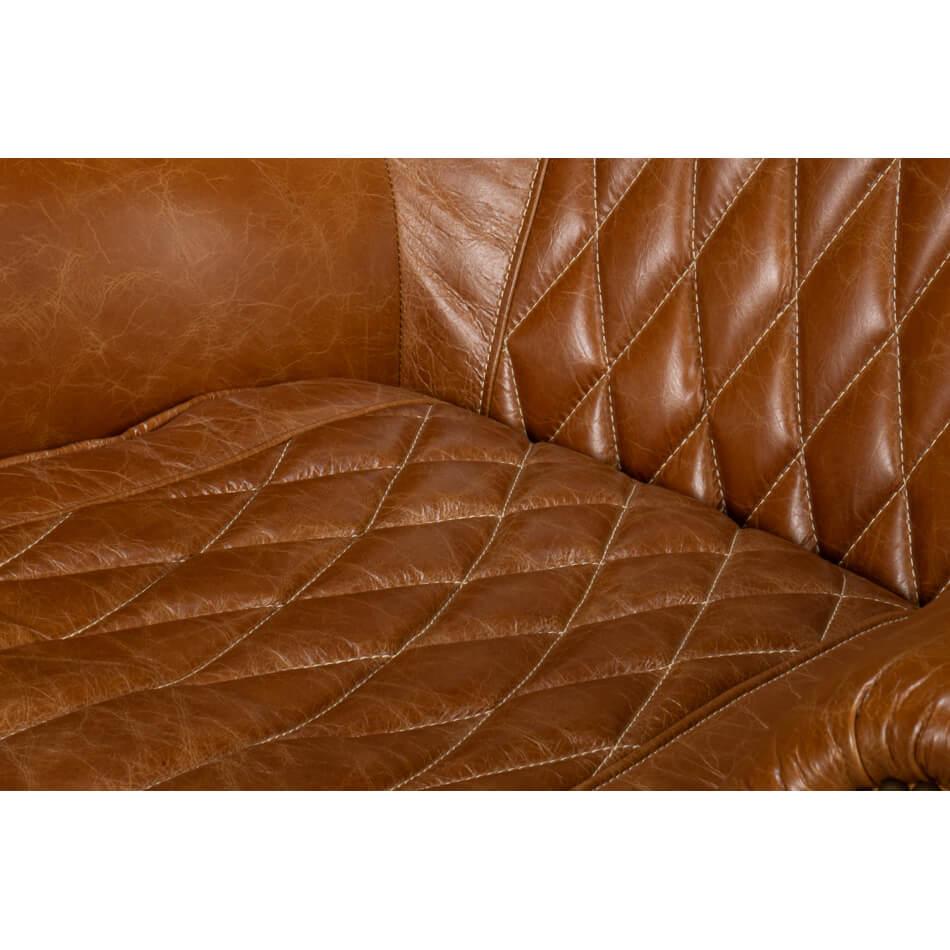 Classic Brown Leather Swivel Chair For Sale 4