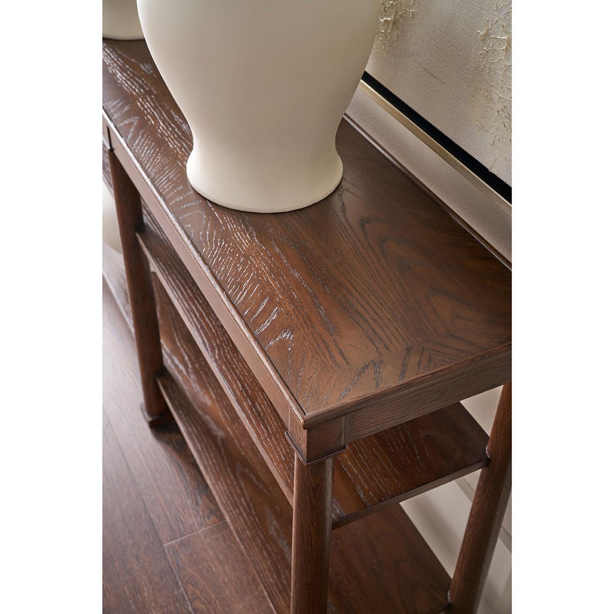 Contemporary Classic Brown Oak Console For Sale