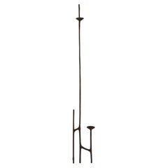 Classic Brown Patina Bronze Leaning Candlestick by Mary Brōgger